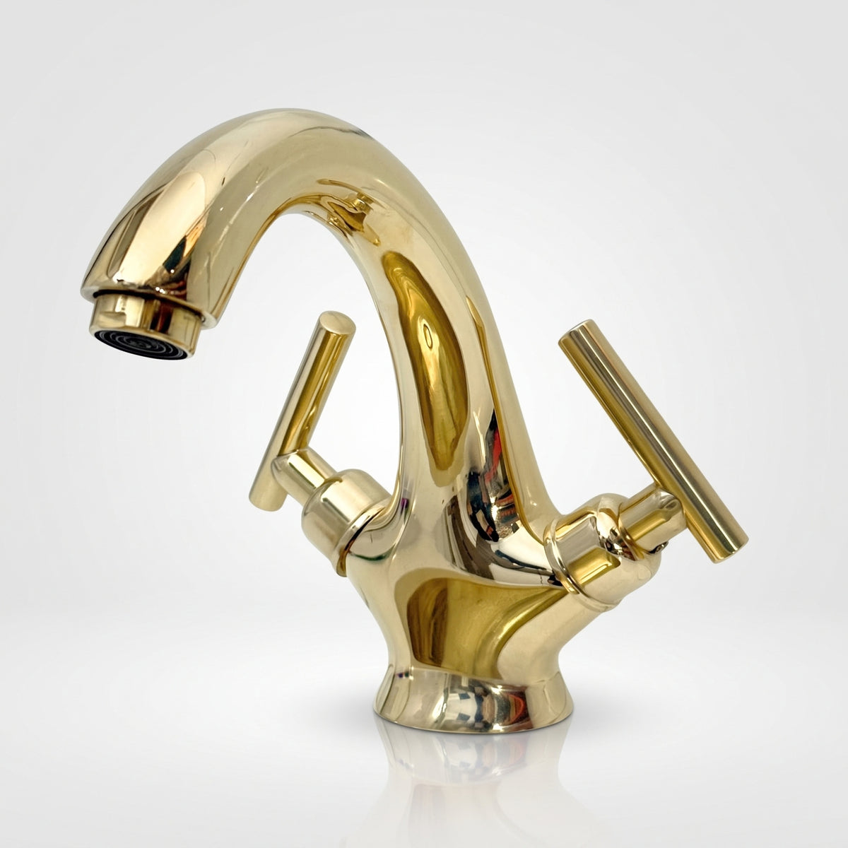 Unlacquered Brass Single Hole Bathroom Faucet with Lever Handles