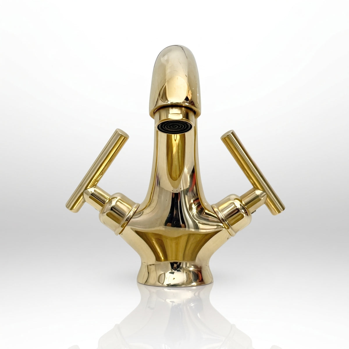 Unlacquered Brass Single Hole Bathroom Faucet with Lever Handles