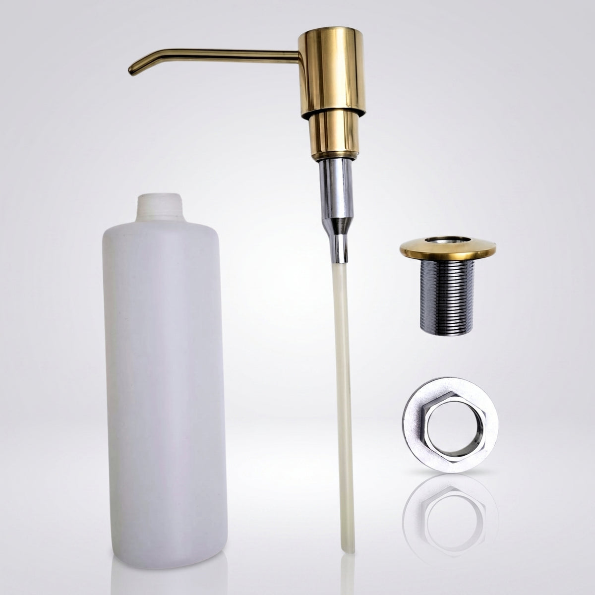 Unlacquered Brass Soap Dispenser, Solid Brass Countertop Pump for Kitchen or Bathroom Sink