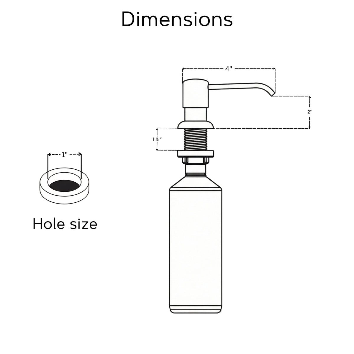 Unlacquered Brass Soap Dispenser, Solid Brass Countertop Pump for Kitchen or Bathroom Sink