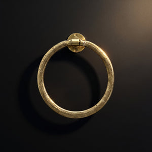 Unlacquered Brass Towel Holder, Hand Engraved Towel Hanger, Bathroom Wall Mounted Towel Ring