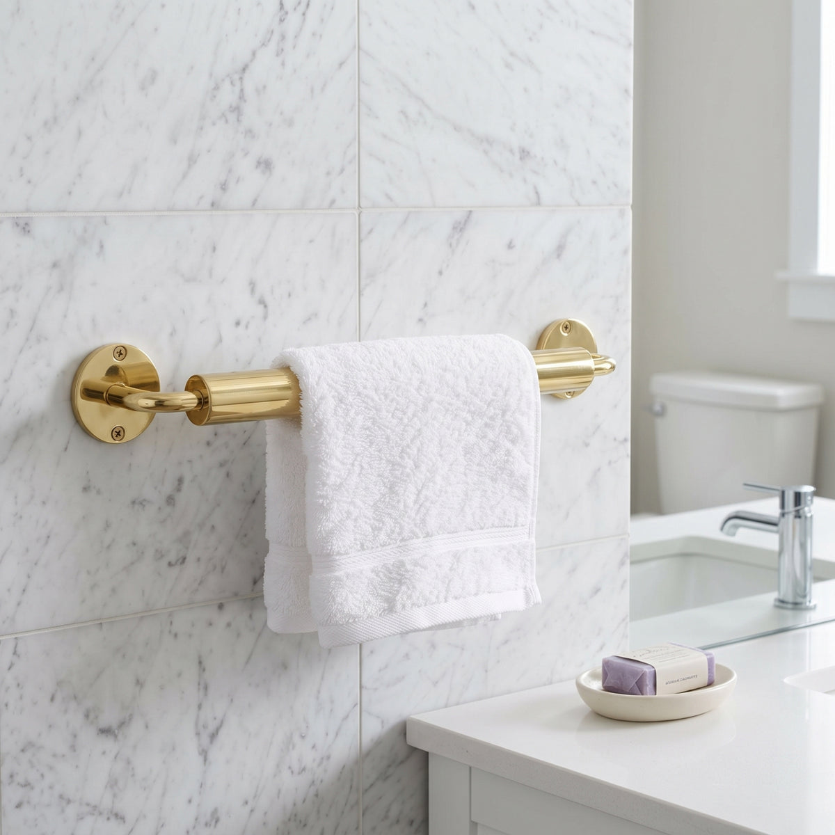Unlacquered Brass Towel Holder, Solid Brass Wall Mounted Bar, Brass Towel Rack, Brass Rod, Brass Towel Rail
