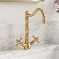 Unlacquered Brass Victorian Single Hole Faucet with Cross Handles
