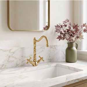 Unlacquered Brass Victorian Single Hole Faucet with Cross Handles