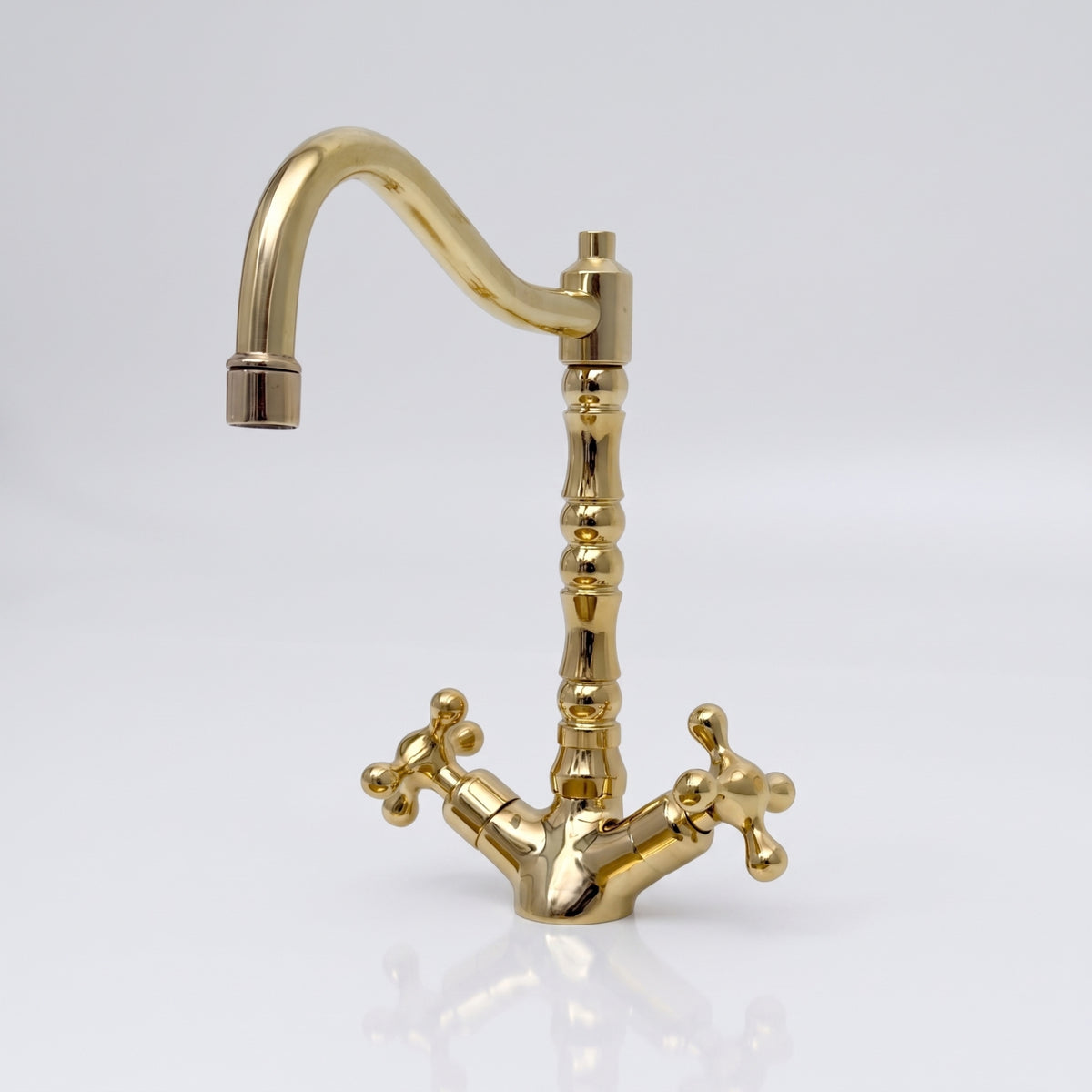 Unlacquered Brass Victorian Single Hole Faucet with Cross Handles
