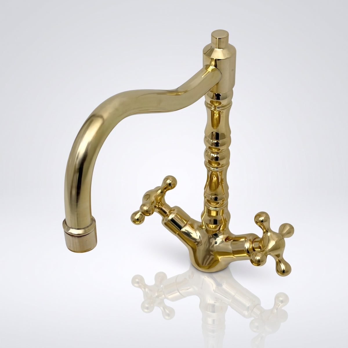 Unlacquered Brass Victorian Single Hole Faucet with Cross Handles
