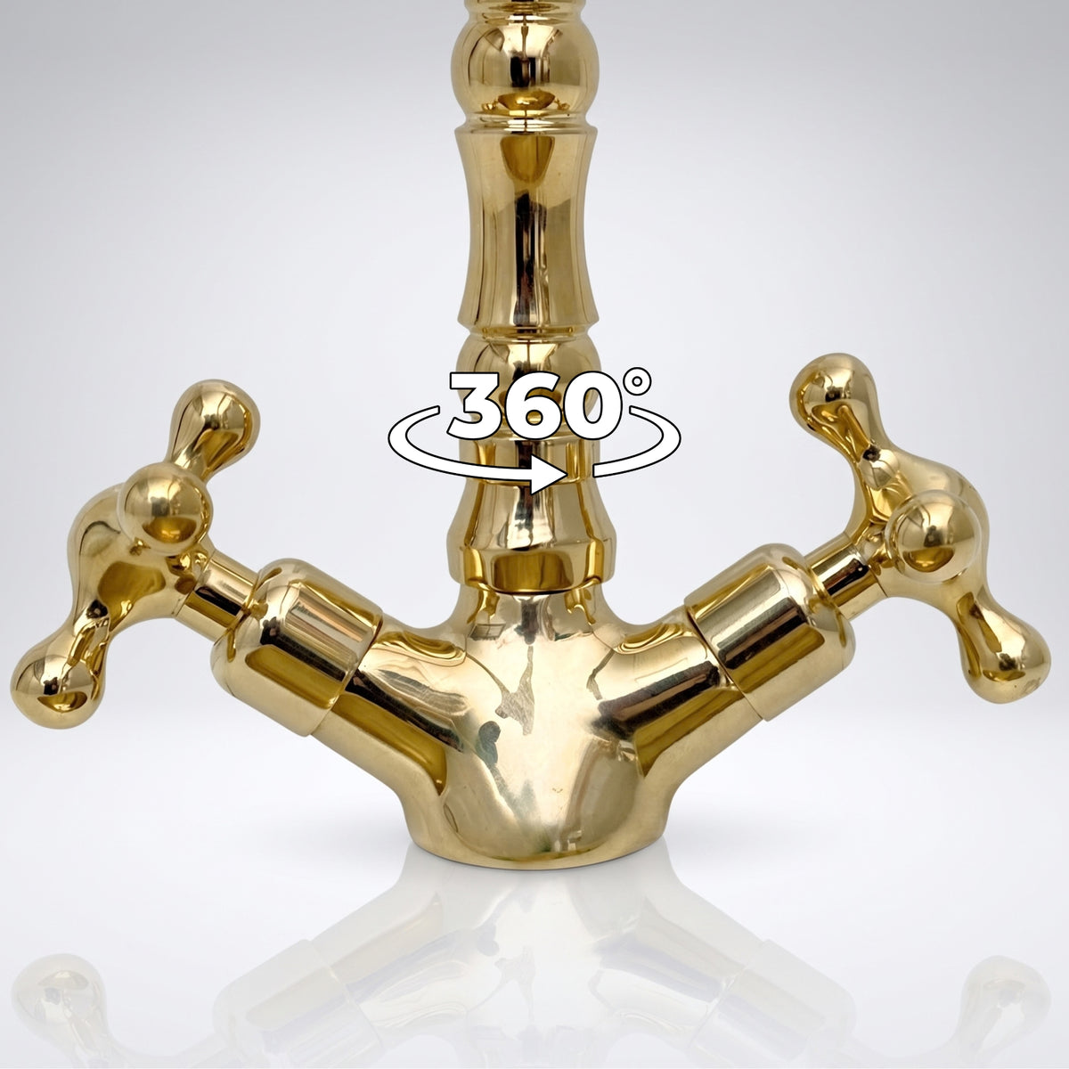 Unlacquered Brass Victorian Single Hole Faucet with Cross Handles