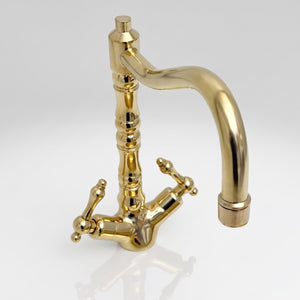 Unlacquered Brass Victorian Single Hole Faucet with Lever Handles
