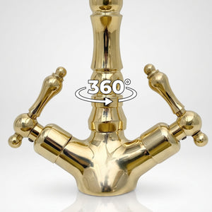 Unlacquered Brass Victorian Single Hole Faucet with Lever Handles