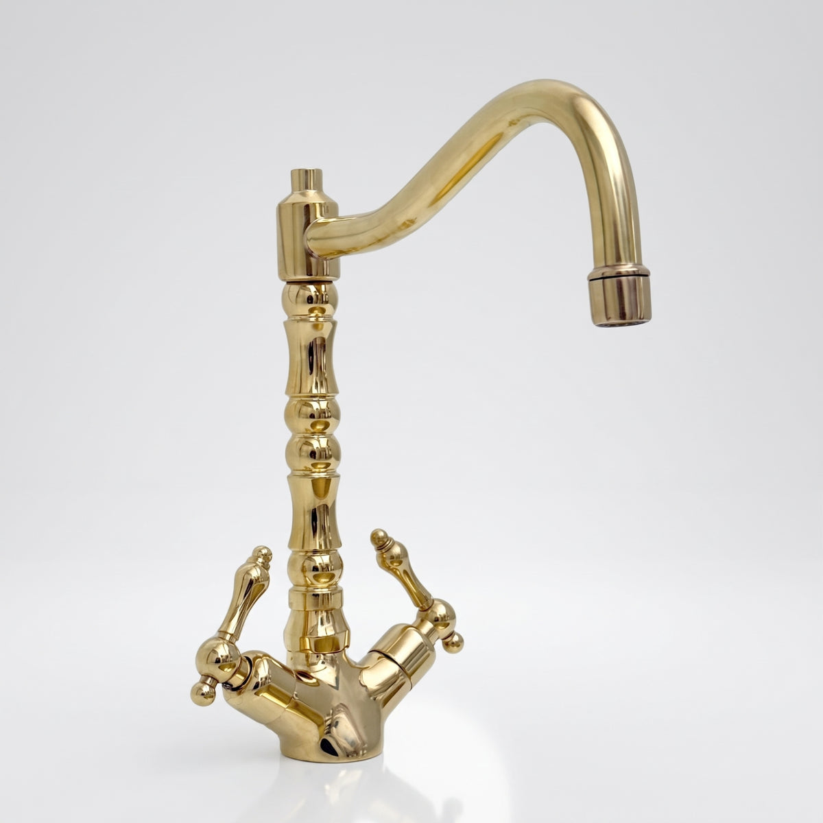 Unlacquered Brass Victorian Single Hole Faucet with Lever Handles
