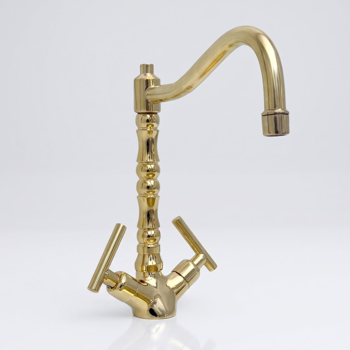 Unlacquered Brass Victorian Single Hole Faucet with Lever Handles