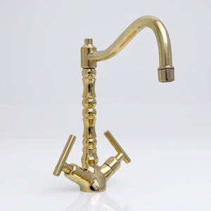 Unlacquered Brass Victorian Single Hole Faucet with Lever Handles