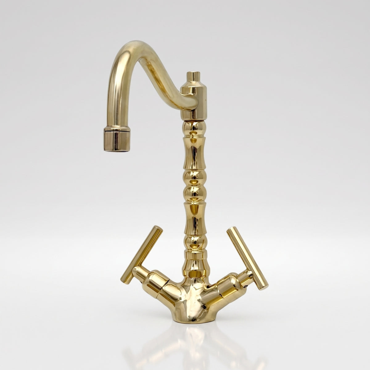 Unlacquered Brass Victorian Single Hole Faucet with Lever Handles