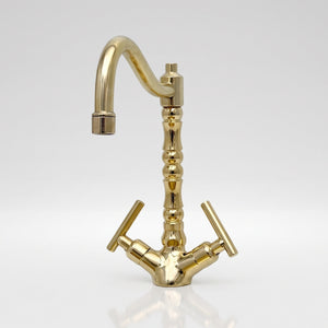 Unlacquered Brass Victorian Single Hole Faucet with Lever Handles