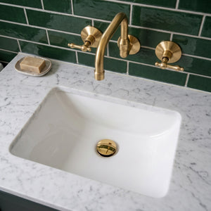 Unlacquered Brass Wall-Mount Bathroom Faucet with Lever handles
