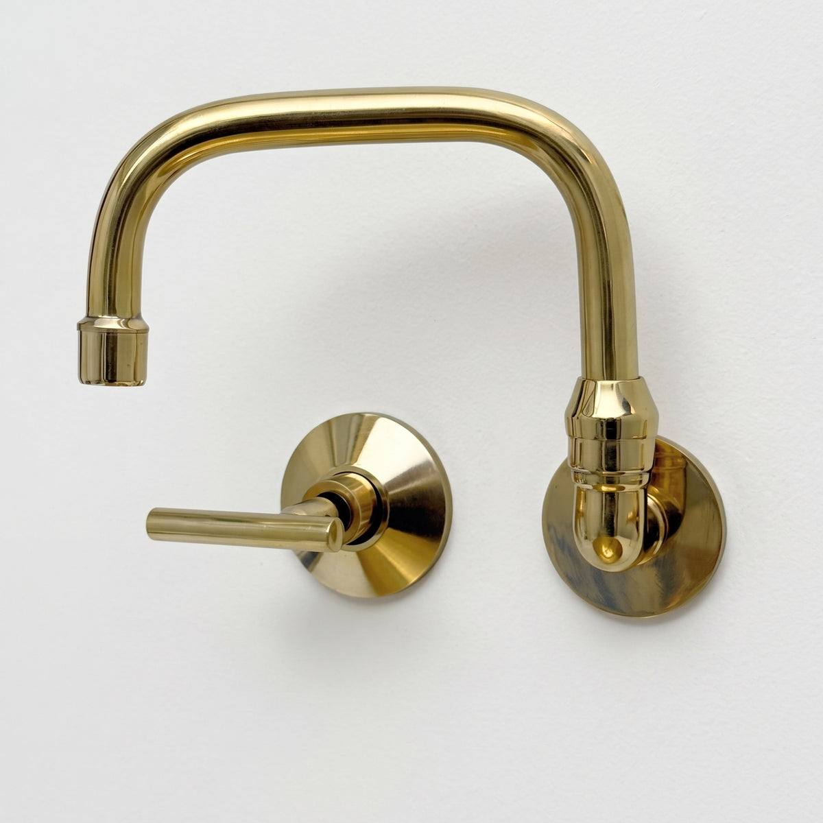 Unlacquered Brass Wall-Mount Bathroom Faucet with Lever handles