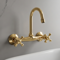 Unlacquered Brass Wall-Mount Bathroom Faucet