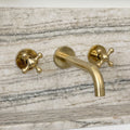 Unlacquered Brass Wall-Mount Faucet with Cross handles