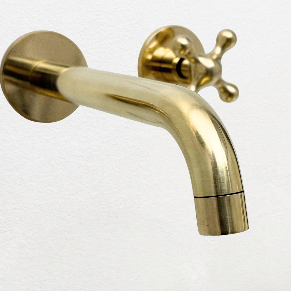 Unlacquered Brass Wall-Mount Faucet with Cross handles