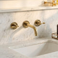 Unlacquered Brass Wall-Mount Faucet with Lever handles, Push-Up Drain & P-trap