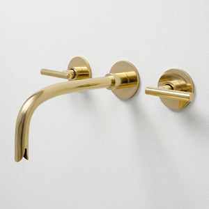 Unlacquered Brass Wall-Mount Sink Faucet with Lever handles