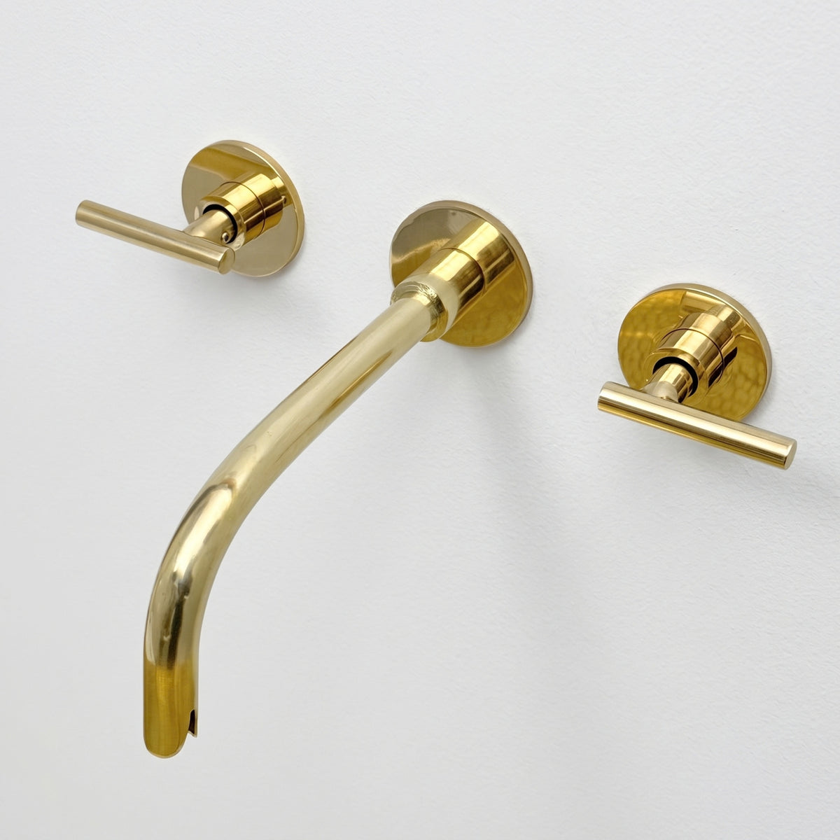 Unlacquered Brass Wall-Mount Sink Faucet with Lever handles