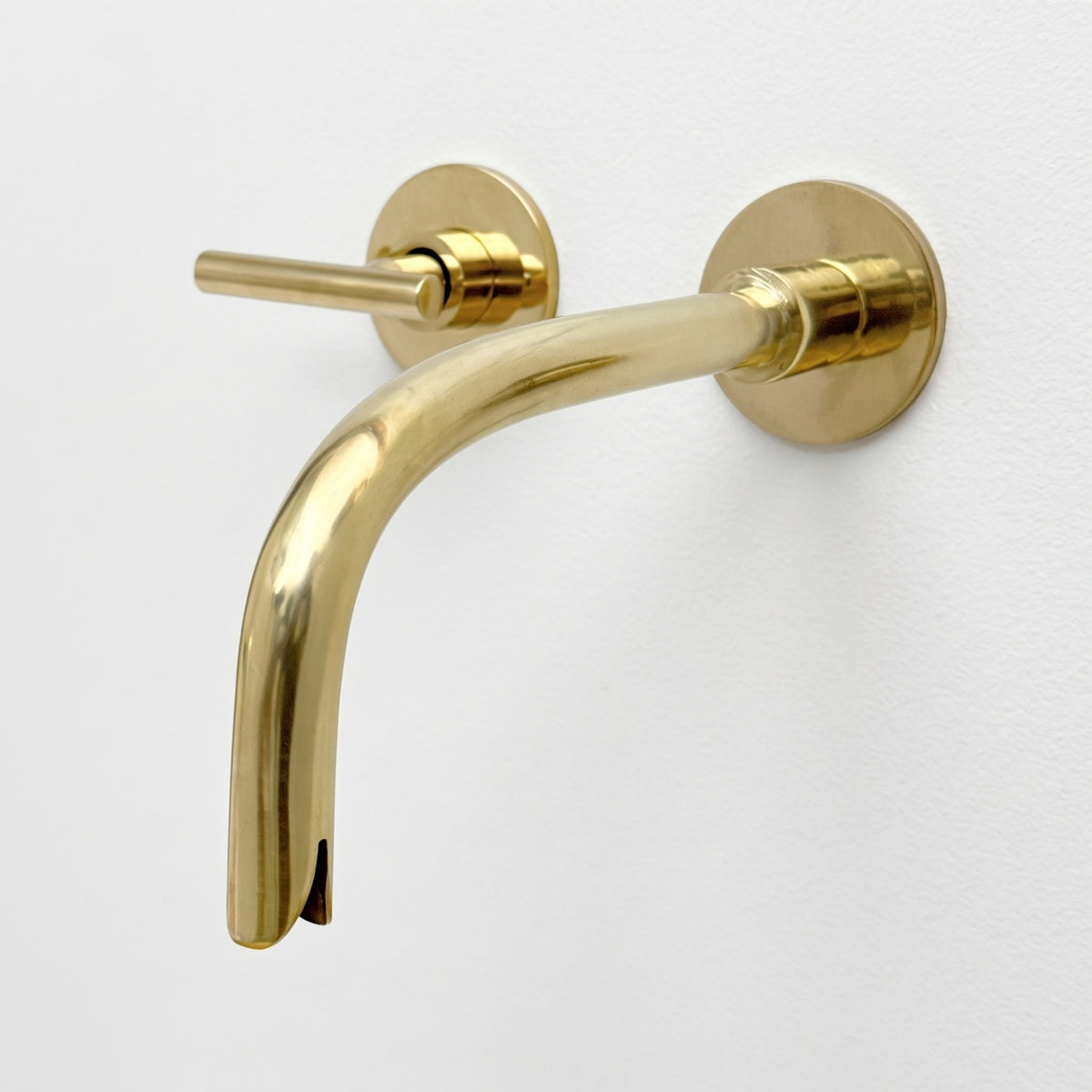 Unlacquered Brass Wall-Mount Sink Faucet with Lever handles