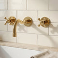 Unlacquered Brass Wall Mount Bathroom Faucet with Cross handles