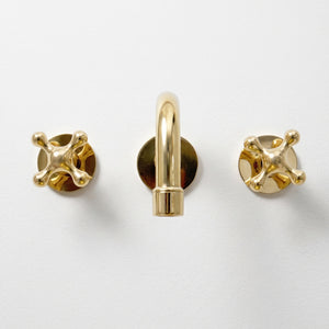 Unlacquered Brass Wall Mount Bathroom Faucet with Cross handles
