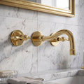 Unlacquered Brass Wall Mount Bathroom Faucet with Lever handles