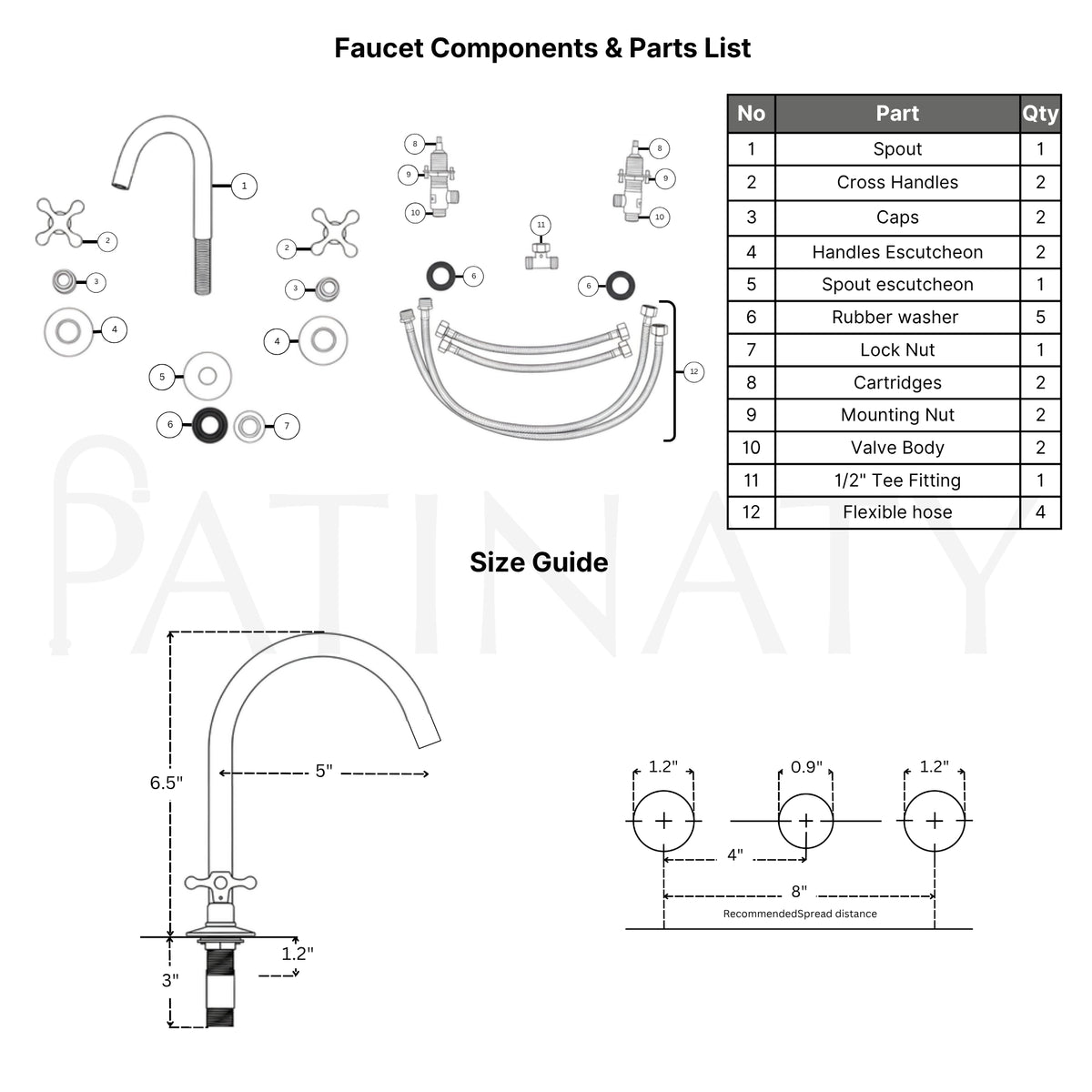 Unlacquered Brass Gooseneck Widespread Bathroom Faucet with Cross Handles – Classic Arc