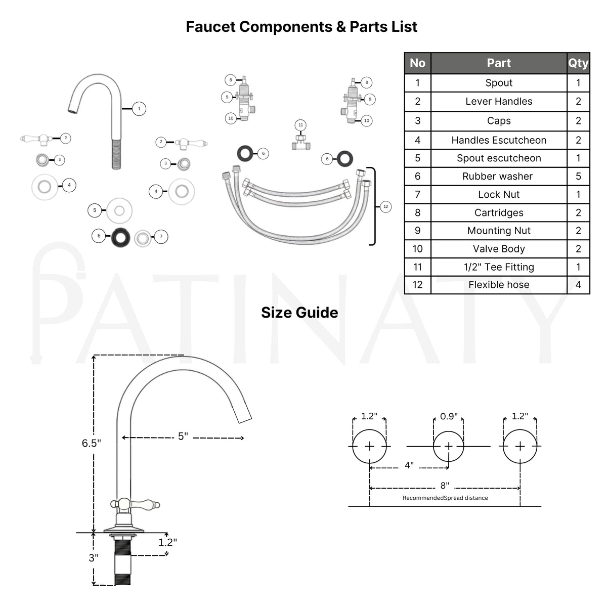 Unlacquered Brass Gooseneck Widespread Bathroom Faucet with Lever Handles