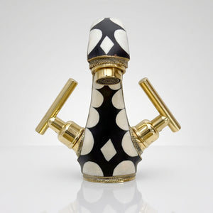 Unlacquered Brass and Resin Single Hole Bathroom Faucet with Lever Handles