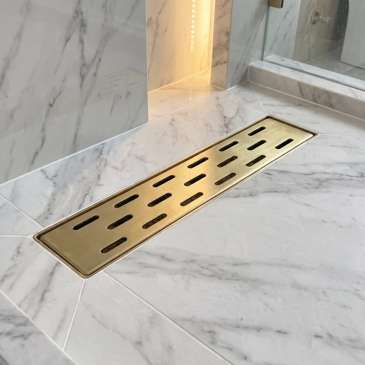 Unlacquered Solid Brass Linear Shower Drain