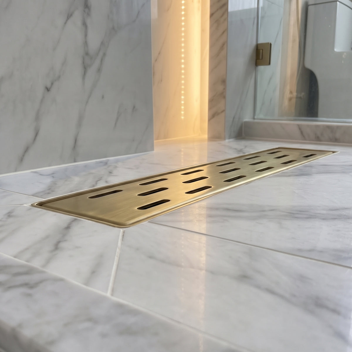 Unlacquered Solid Brass Linear Shower Drain