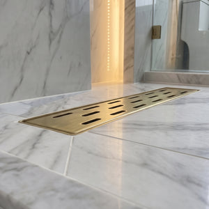 Unlacquered Solid Brass Linear Shower Drain