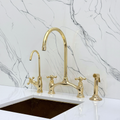 Unlacquered Brass Bridge Kitchen Faucet with Cross Handles – Ellington