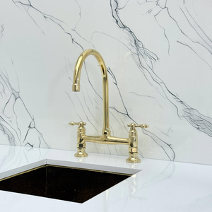 Unlacquered Brass Bridge Kitchen Faucet with Lever Handles – Somerset – alternate view 5