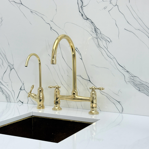 Unlacquered Brass Bridge Kitchen Faucet with Lever Handles – Somerset – alternate view 7