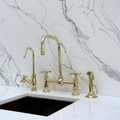 Unlacquered Brass Classic Bridge Kitchen Faucet with Cross Handles – Whitmore