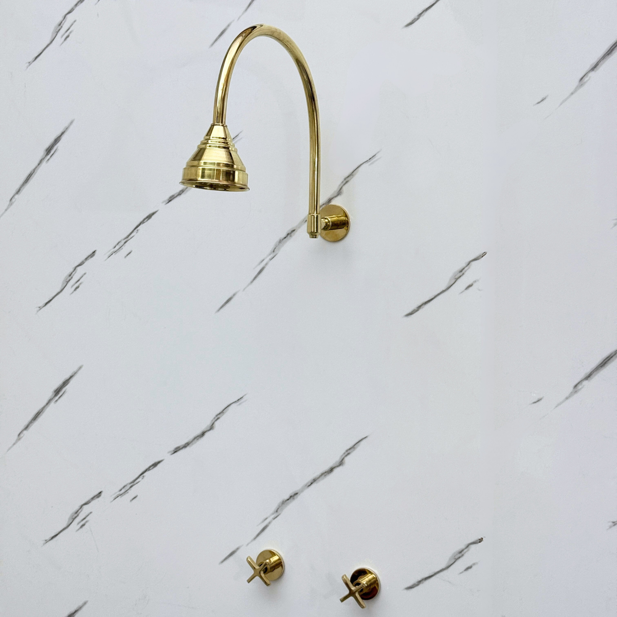 Unlacquered Brass Adjustable Round Rain Shower System — Arcuate arm (UBCSS-002) — detail view 9
