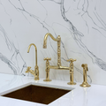 Unlacquered Brass Victorian Bridge Kitchen Faucet with Cross Handles – Beaumont