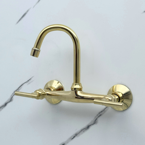 Unlacquered Brass Wall-Mount Bathroom Faucet