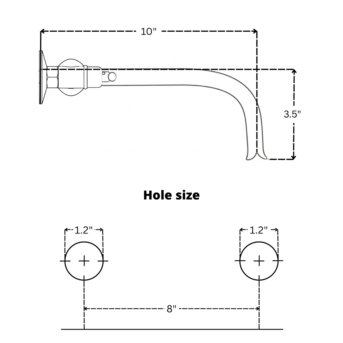 10" Ball-Center unlacquered brass wall faucet, 8" spread with lever handles – alternate view 10