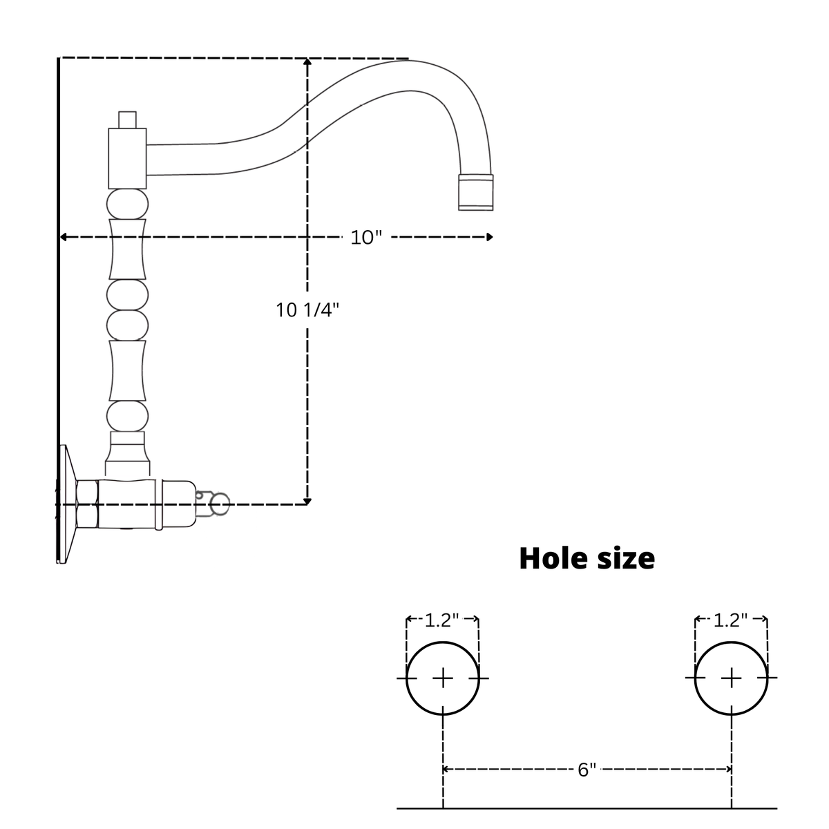 Unlacquered brass wall faucet, 10.25" high, 6" spread with lever handles – alternate view 9