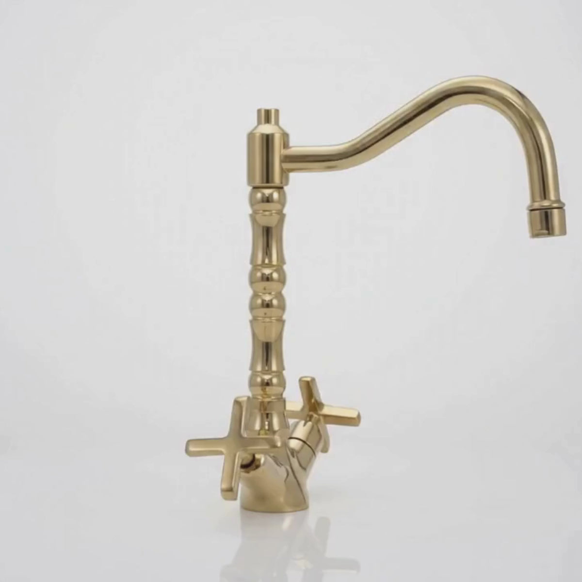 Unlacquered Brass Victorian Single Hole Faucet with Cross Handles