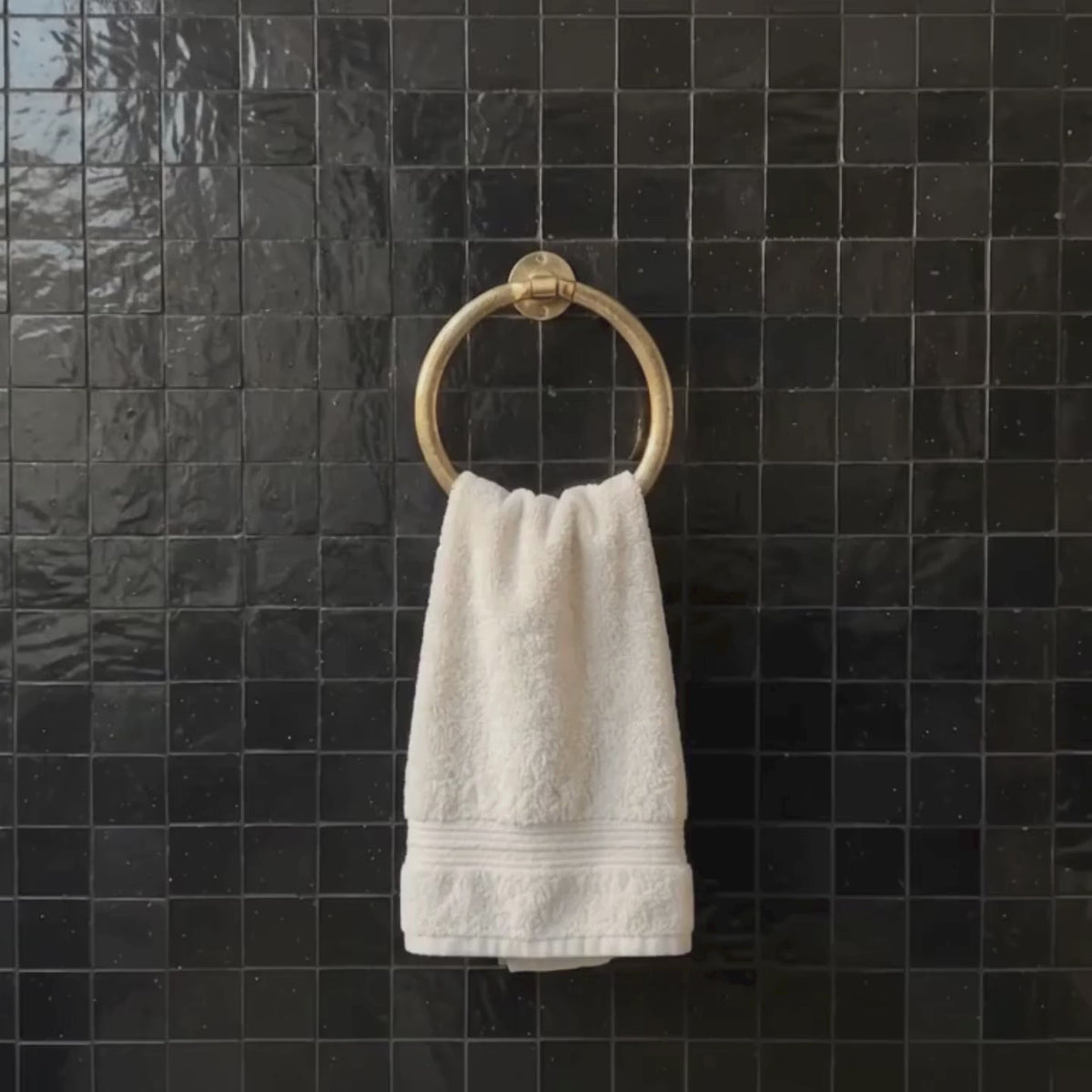 Unlacquered Brass Towel Holder, Brass Hammered Towel Hanger, Bathroom Wall Mounted Towel Ring