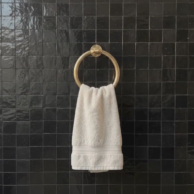 Unlacquered Brass Towel Holder, Brass Hammered Towel Hanger, Bathroom Wall Mounted Towel Ring