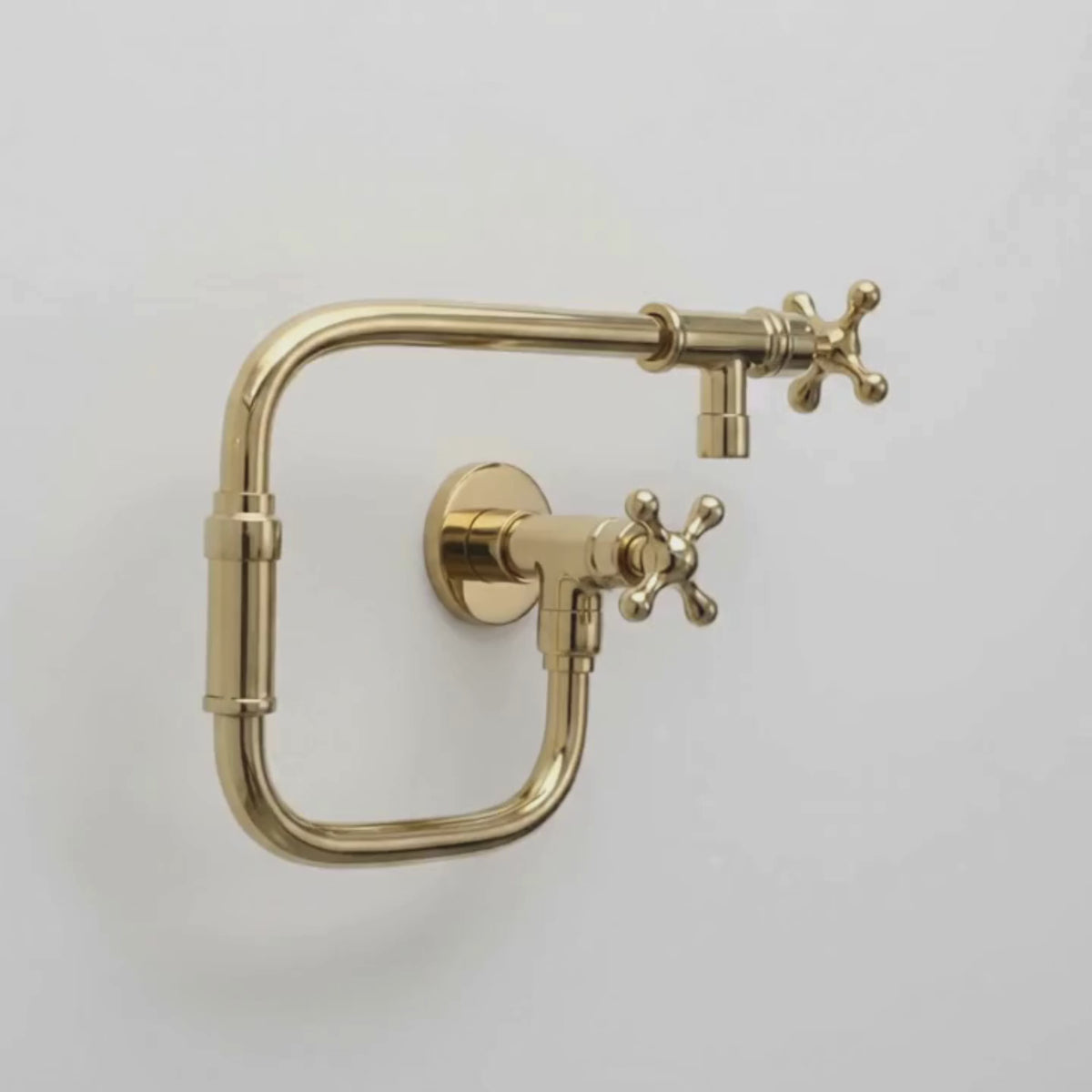 Unlacquered Brass Double-Joint Pot Filler with Cross Handles