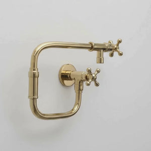 Unlacquered Brass Double-Joint Pot Filler with Cross Handles